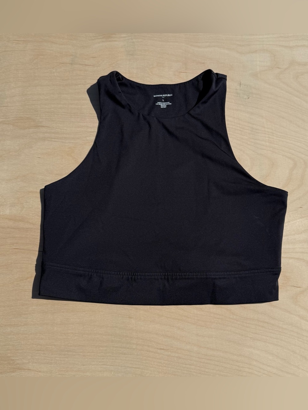Banana Republic Black High Neck Crop Tank Top size Large Minimalist Athleisure